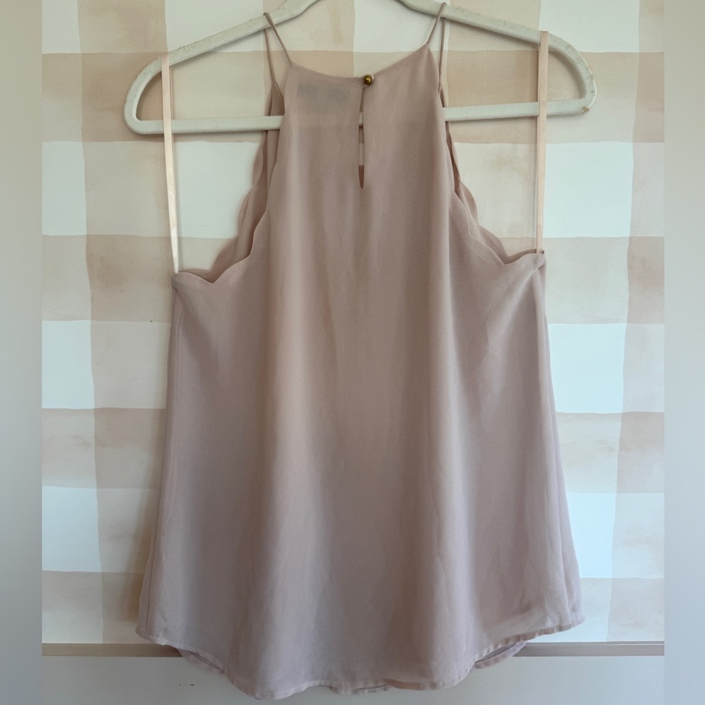 Naked Zebra Blush Beige Spaghetti Strap Cami with scalpped details
